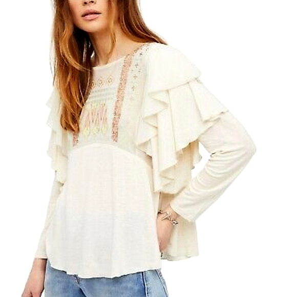 Free People Tops - ✨FINAL✨🌿FREE PEOPLE EMBROIDERED TOP🌿